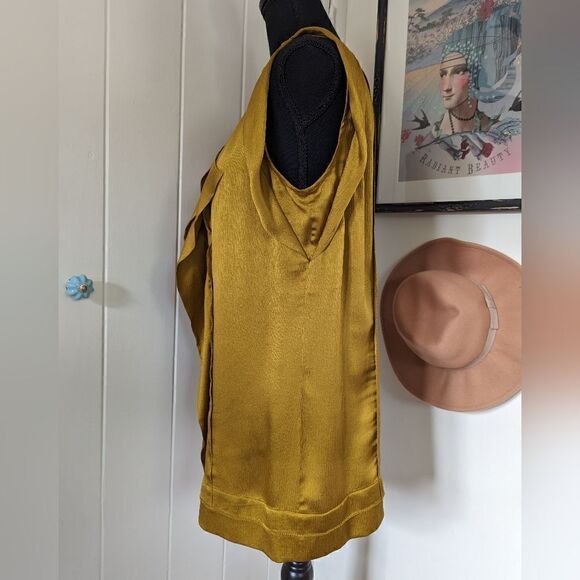 Diane Von Furstenberg Gold 💯% Silk Top 10 Fairy Whimsical Princess Boho - Picture 6 of 10
